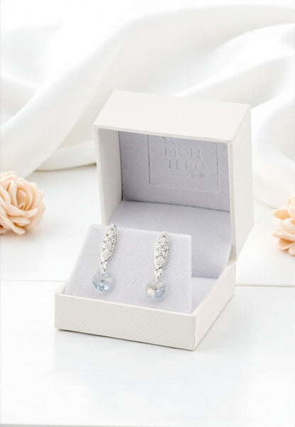 Aros Punto de Luz Baño Oro Blanco Cristal Swarovski® Blue Shade