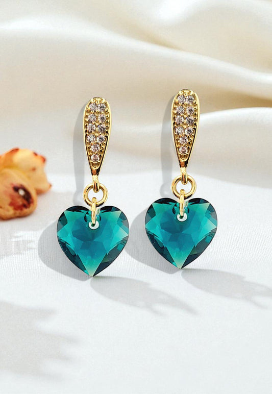 Aros Amor Gold 24K Cristal Swarovski® Emerald