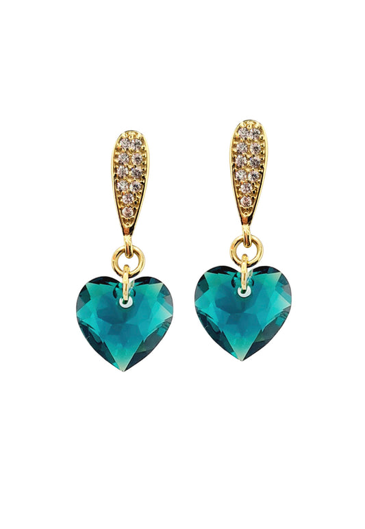 Aros Amor Gold 24K Cristal Swarovski® Emerald