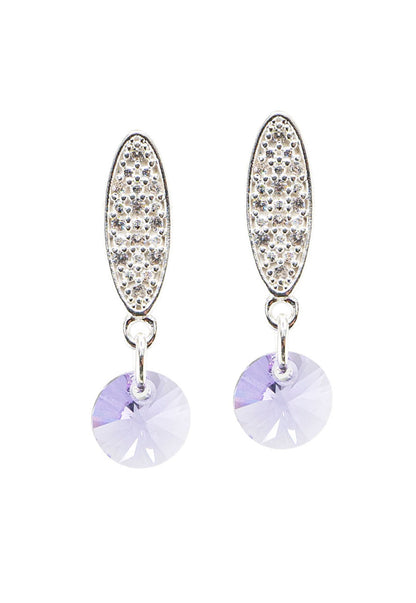 Aros Punto de Luz Baño Oro Blanco Cristal Swarovski® Violeta