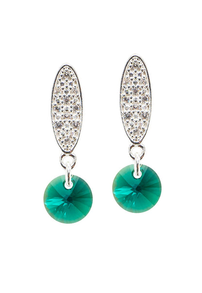 Aros Punto de Luz Baño Oro Blanco Cristal Swarovski® Emerald