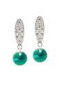Aros Punto de Luz Baño Oro Blanco Cristal Swarovski® Emerald