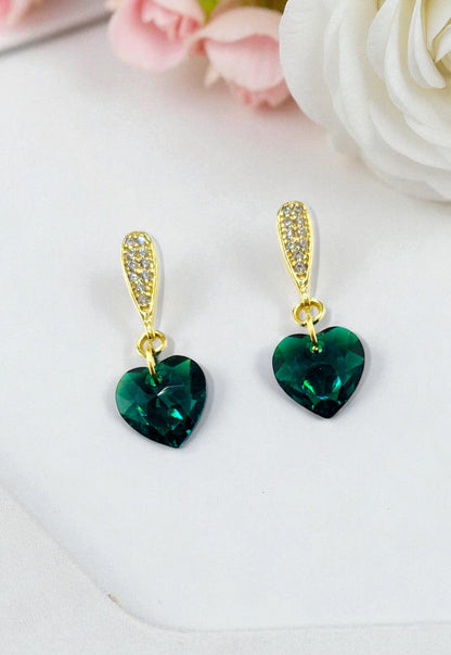 Aros Amor Gold 24K Cristal Swarovski® Emerald