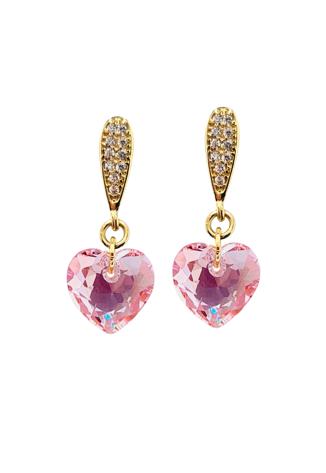 Aros Amor Gold 24K Cristal Genuino Rose Shimmer