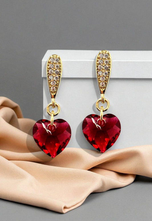 Aros Amor Gold 24K Cristal Genuino Scarleth