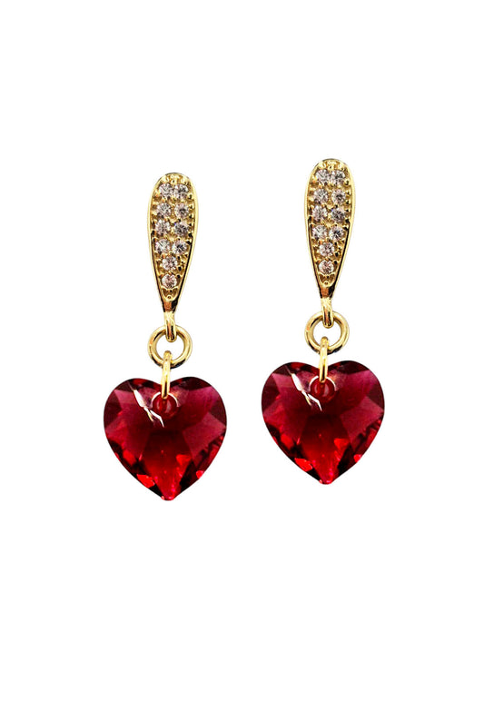 Aros Amor Gold 24K Cristal Swarovski® Scarleth