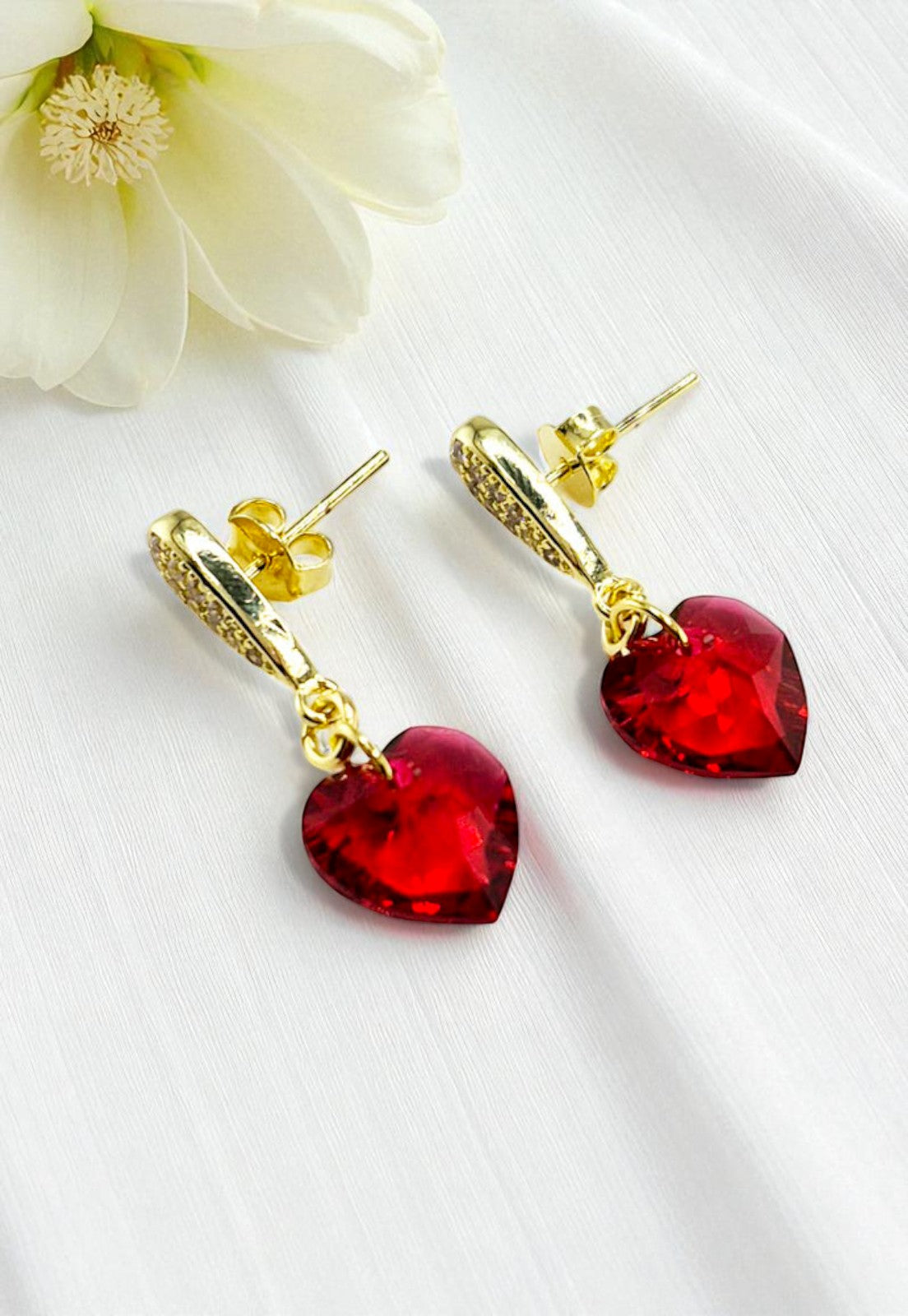 Aros Amor Gold 24K Cristal Genuino Scarleth