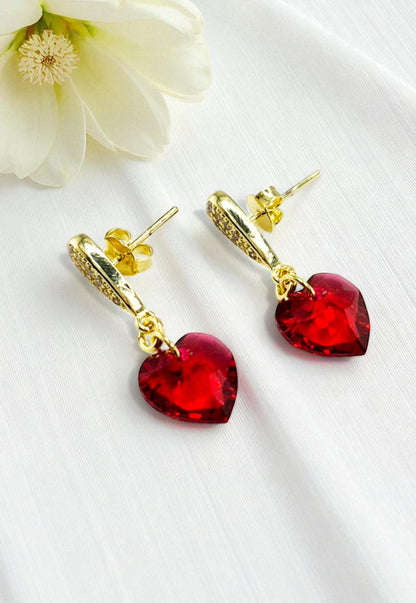 Aros Amor Gold 24K Cristal Genuino Scarleth