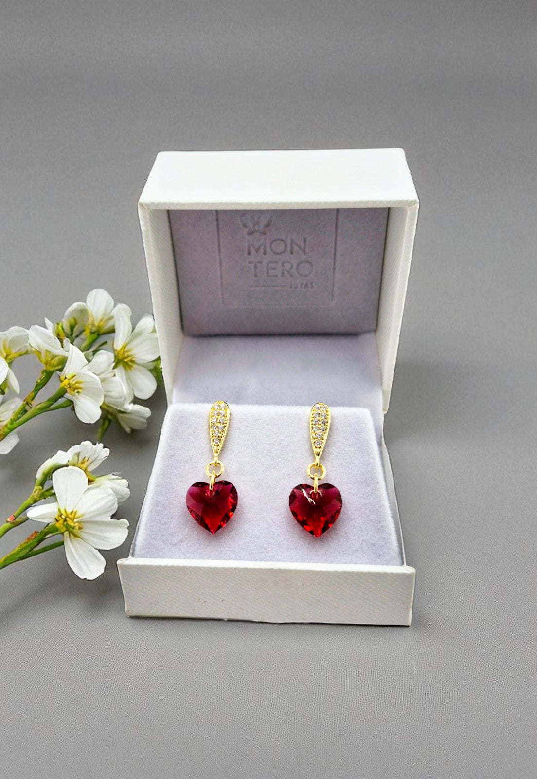 Aros Amor Gold 24K Cristal Genuino Scarleth