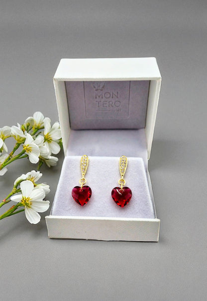 Aros Amor Gold 24K Cristal Genuino Scarleth