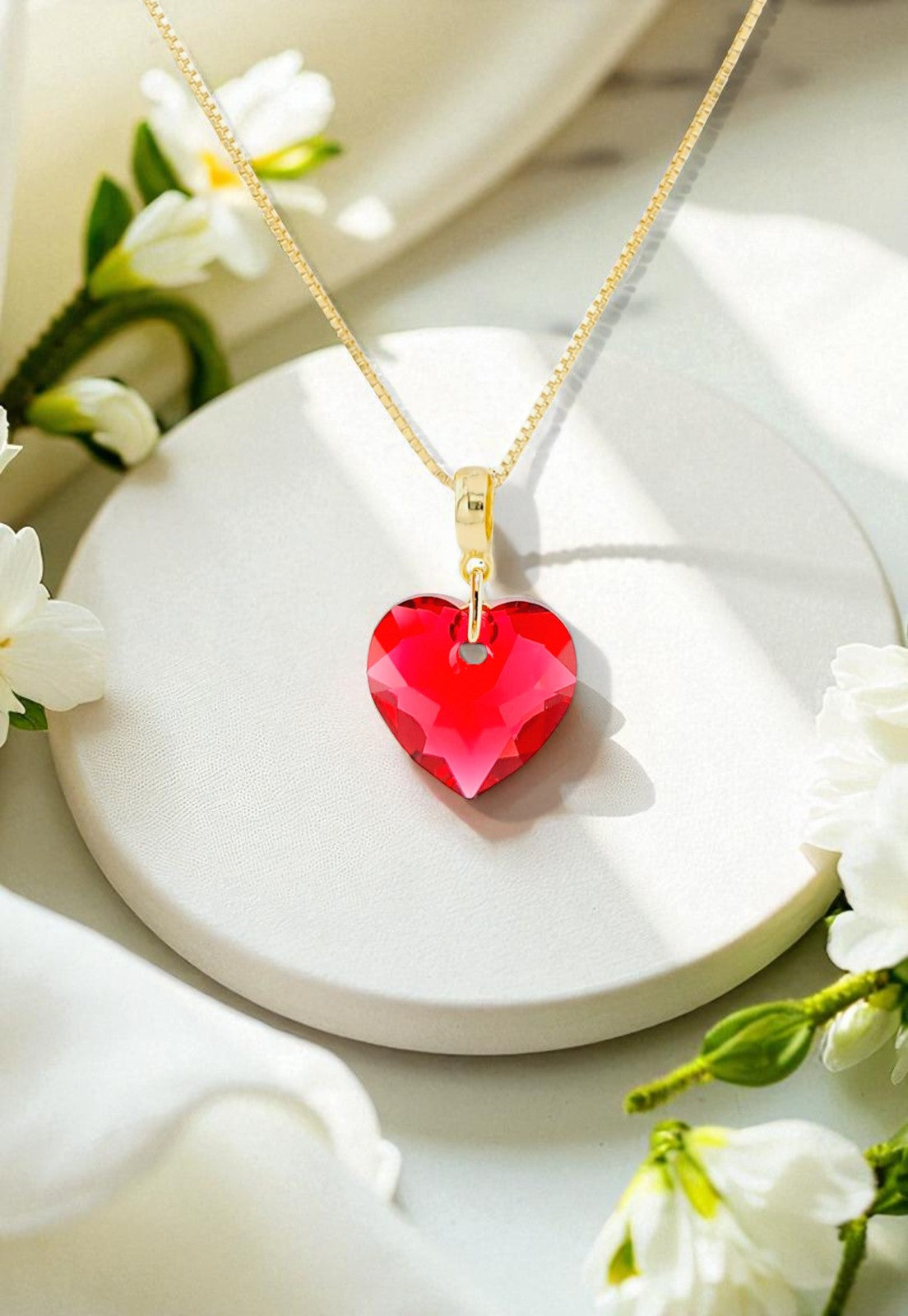 Collar Amor Gold 24K Cristal Genuino Siam