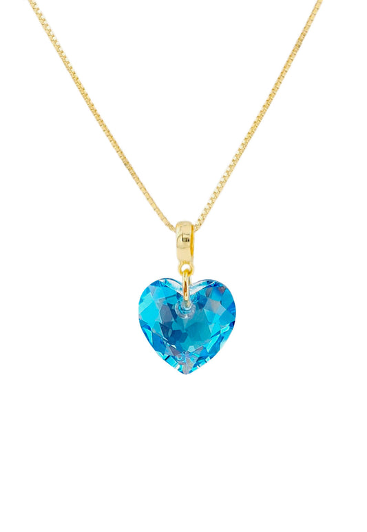 Collar Amor Gold 24K Cristal Swarovski® Aquamarine