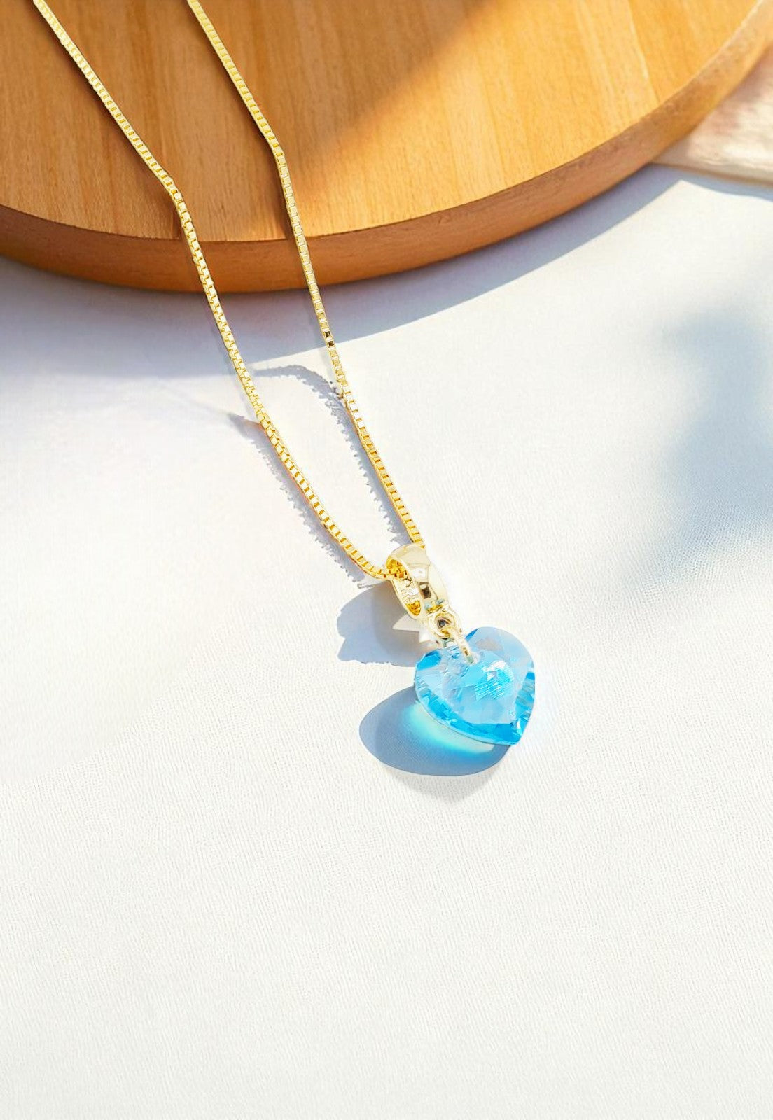 Collar Amor Gold 24K Cristal Genuino Aquamarine