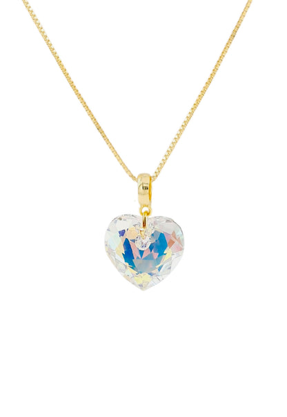 Collar Amor Gold 24K Cristal Genuino Aurora Boreal