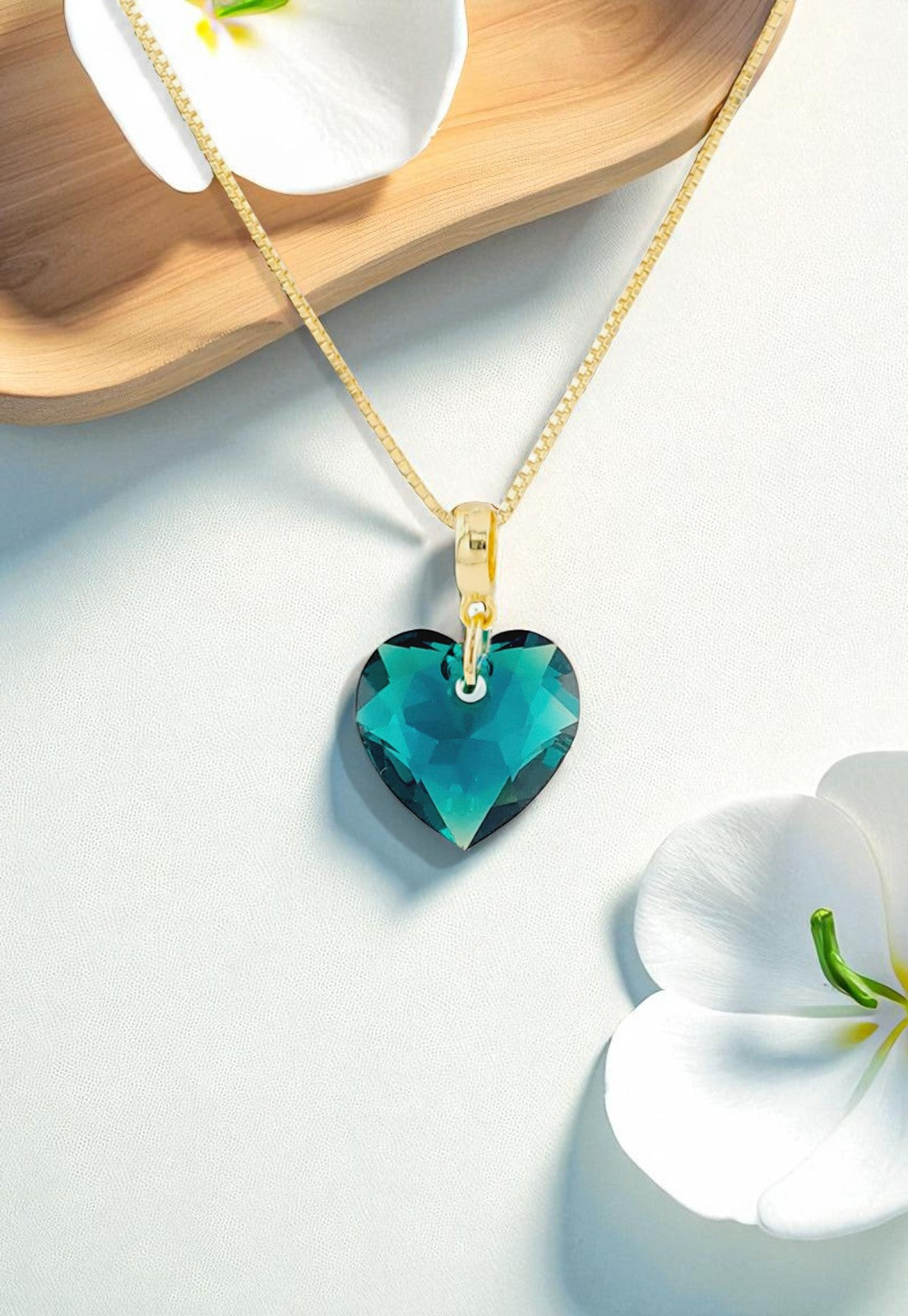 Collar Amor Gold 24K Cristal Genuino Emerald