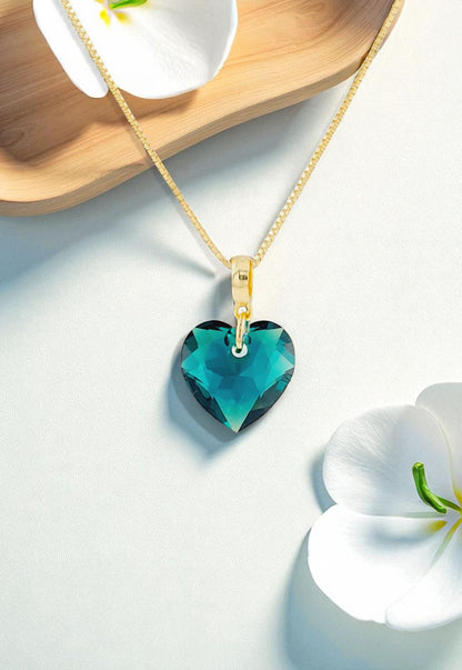 Collar Amor Gold 24K Cristal Genuino Emerald