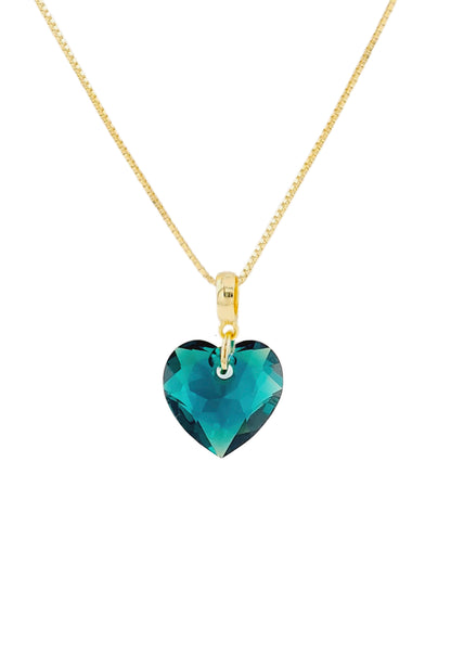 Collar Amor Gold 24K Cristal Genuino Emerald