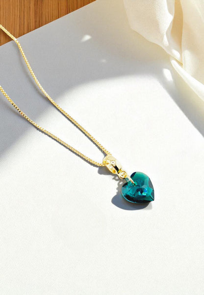 Collar Amor Gold 24K Cristal Genuino Emerald