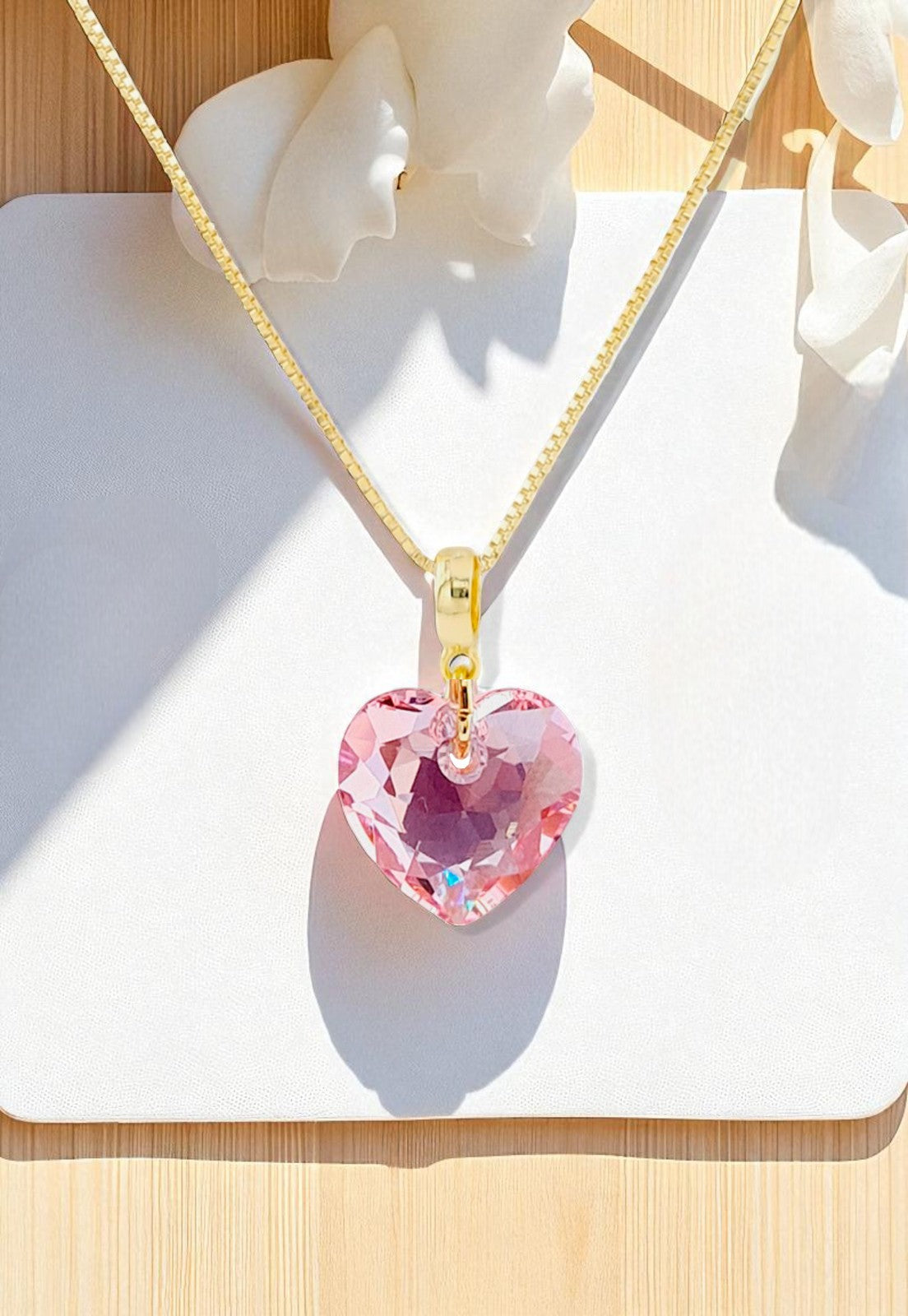 Collar Amor Gold 24K Cristal Genuino Rose