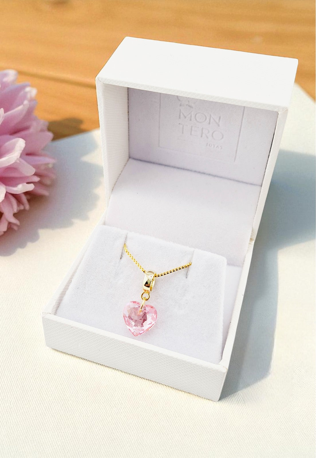 Collar Amor Gold 24K Cristal Genuino Rose