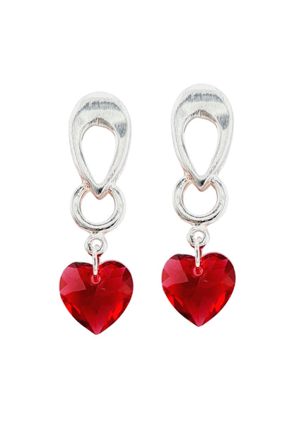 Aros Amor Baño Oro Blanco Cristal Siam