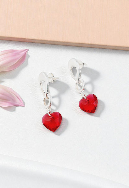 Aros Amor Baño Oro Blanco Cristal Siam