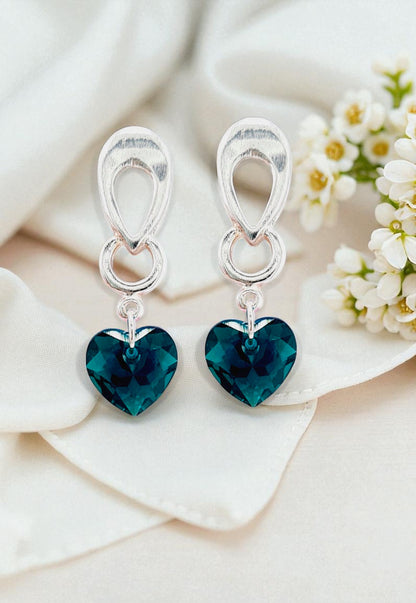 Aros Amor Baño Oro Blanco Blanco Cristal Emerald