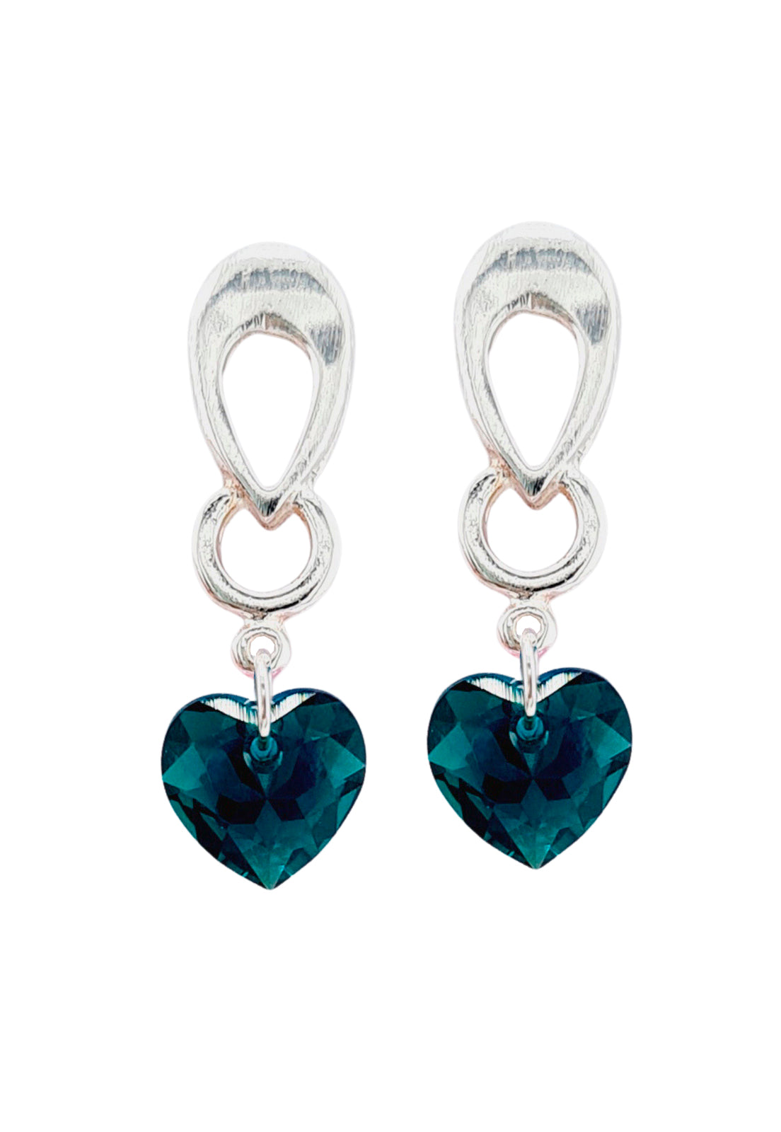 Aros Amor Baño Oro Blanco Blanco Cristal Swarovski® Emerald