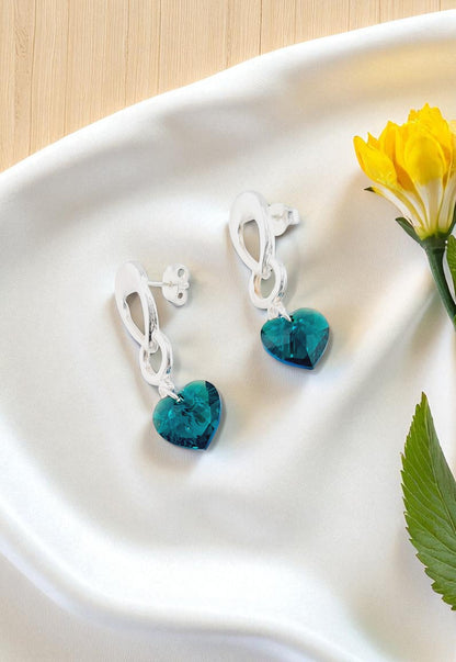 Aros Amor Baño Oro Blanco Blanco Cristal Emerald