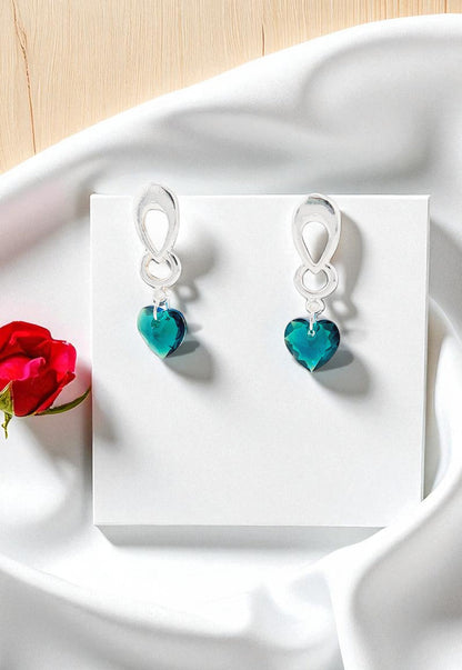 Aros Amor Baño Oro Blanco Blanco Cristal Swarovski® Emerald