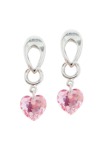 Aros Amor Baño Oro Blanco Cristal Genuino Rose