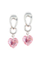 Aros Amor Baño Oro Blanco Cristal Genuino Rose