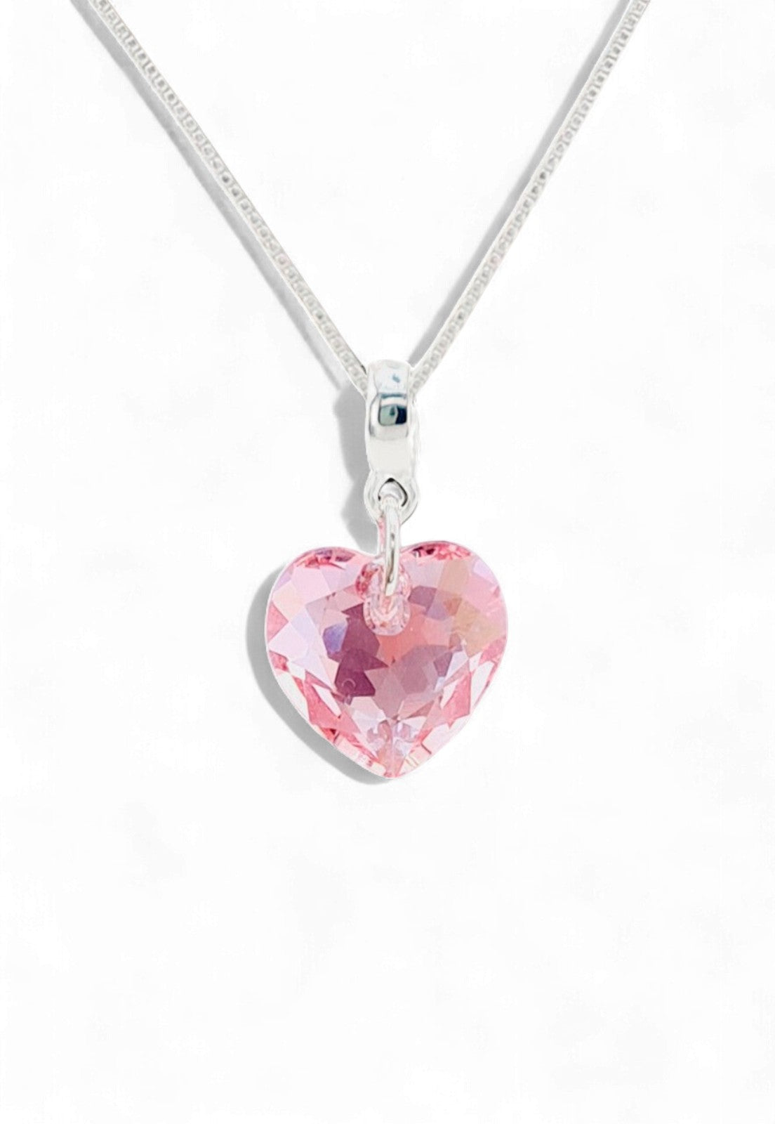 Collar Amor Baño Oro Blanco Cristal Genuino Rose