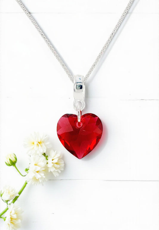 Collar Amor Baño Oro Blanco Cristal Genuino Siam