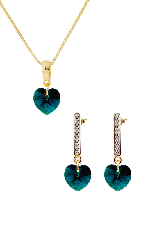 Conjunto Romance Gold 24K Cristal Swarovski® Emerald