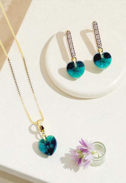 Conjunto Romance Gold 24K Cristal Genuino Emerald