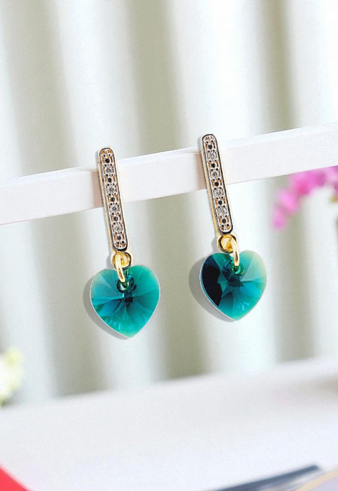 Conjunto Romance Gold 24K Cristal Genuino Emerald