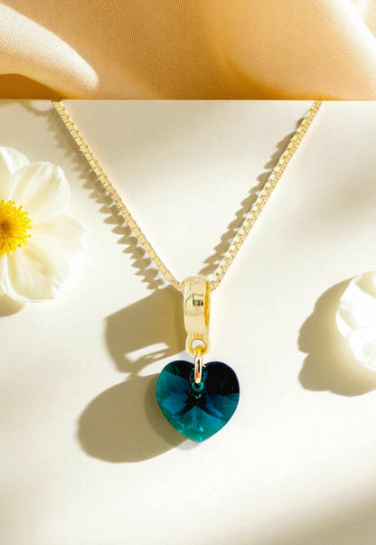 Collar Romance Gold 24k Cristal Genuino Emerald Shimmer