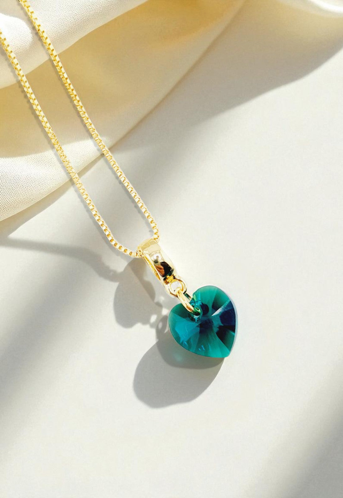 Collar Romance Gold 24k Cristal Genuino Emerald Shimmer