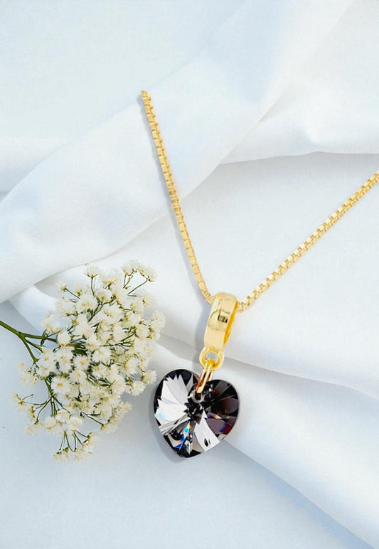 Collar Romance Gold 24K Cristal Genuino Silver Night