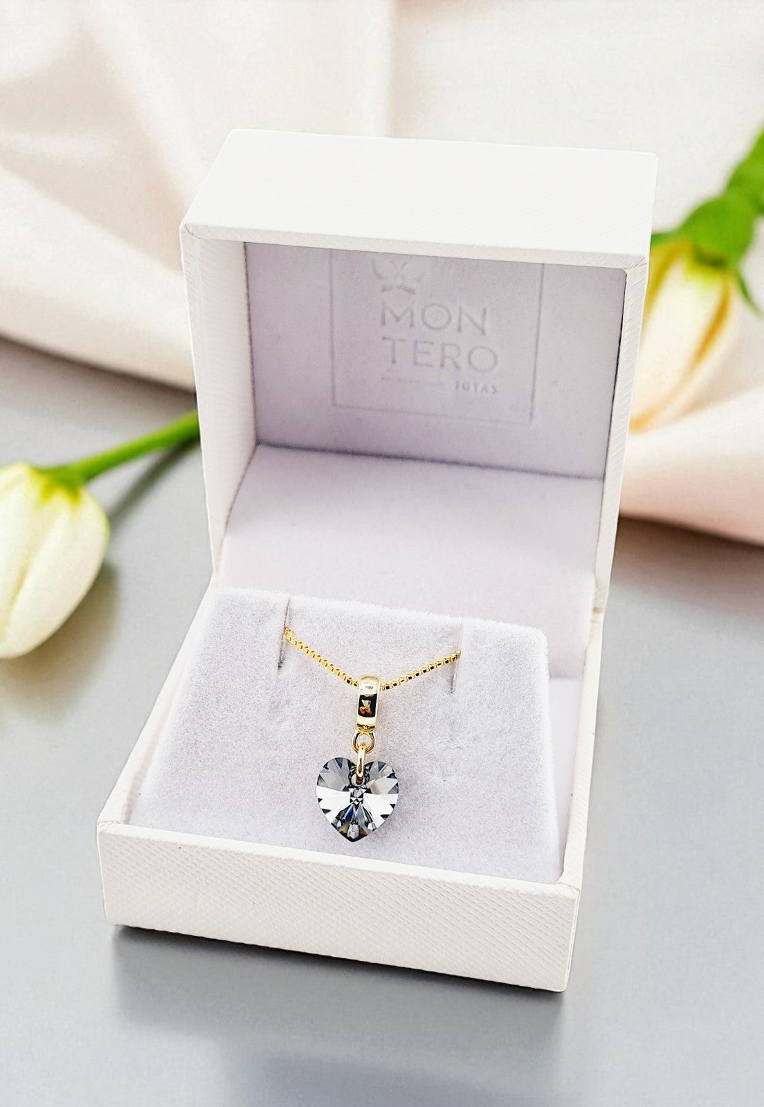 Collar Romance Gold 24K Cristal Genuino Silver Night