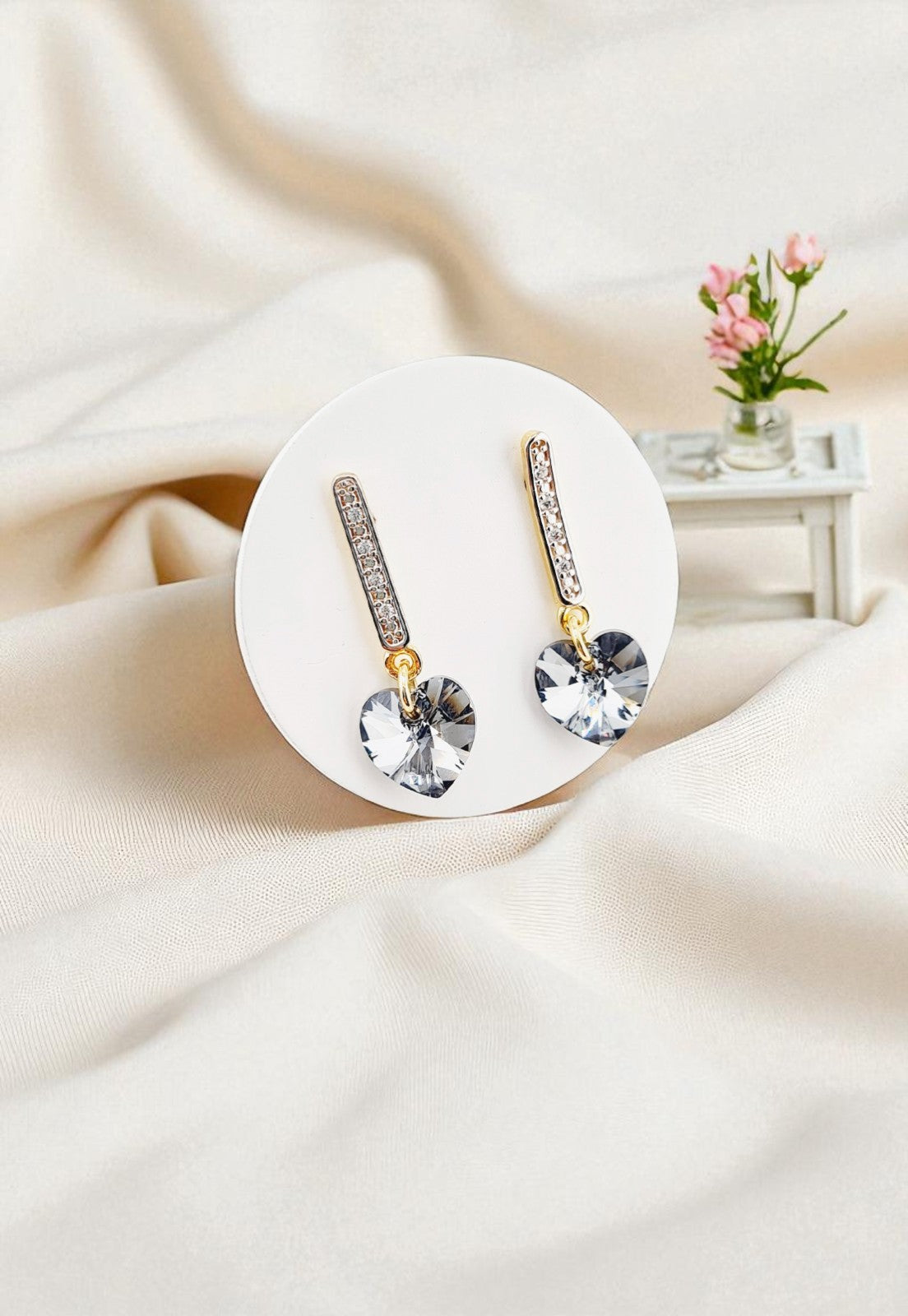 Conjunto Romance Gold 24K Cristal Genuino Silver Night