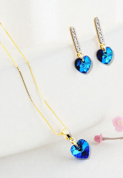 Conjunto Romance Gold 24K Cristal Swarovski® Bermuda Blue