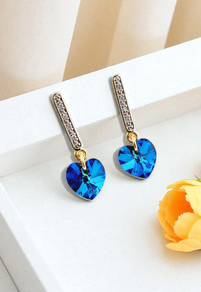 Conjunto Romance Gold 24K Cristal Genuino Bermuda Blue