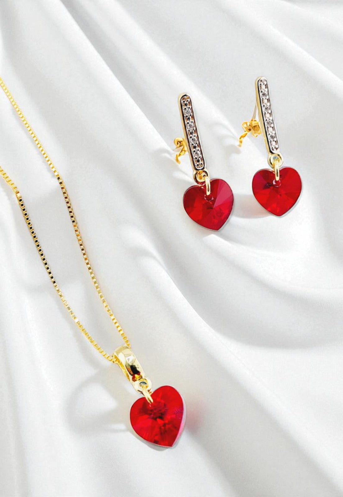 Conjunto Romance Gold 24K Cristal Genuino Siam