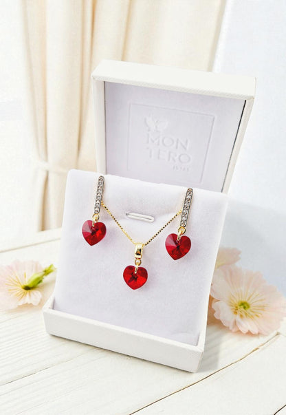 Conjunto Romance Gold 24K Cristal Genuino Siam