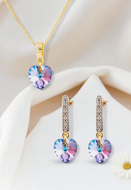 Conjunto Romance Gold 24K Cristal Genuino Vitral Light