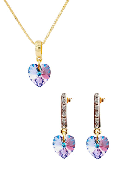 Conjunto Romance Gold 24K Cristal Genuino Vitral Light