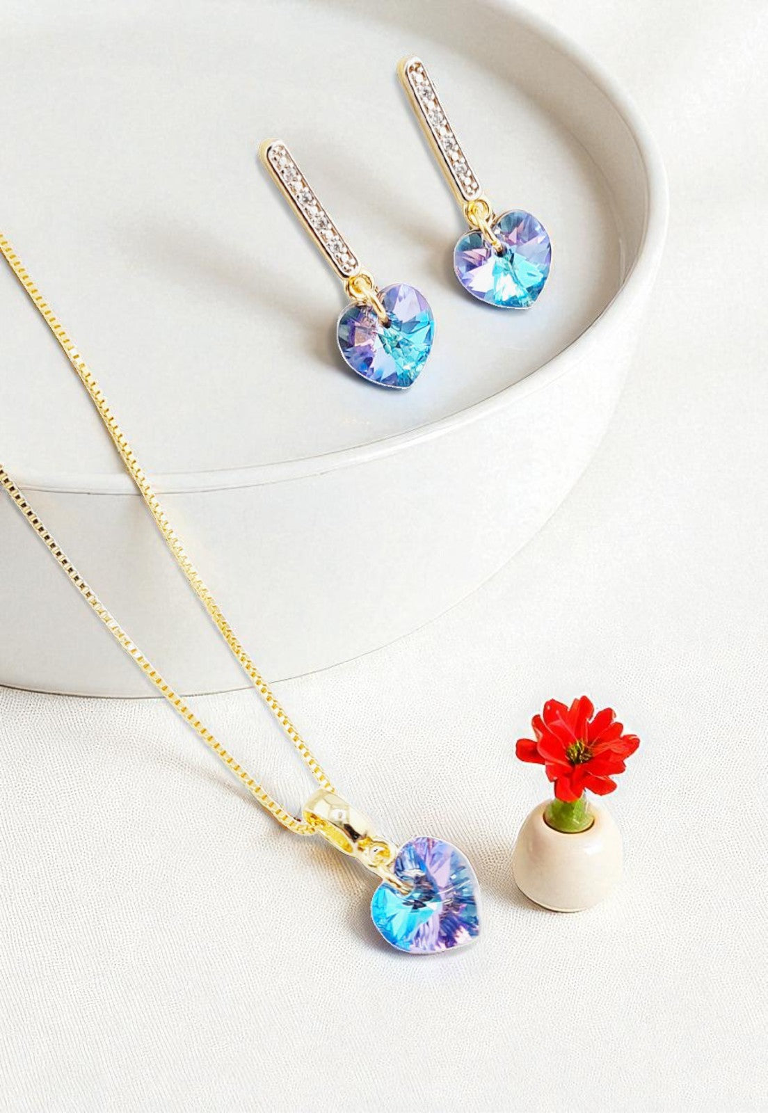 Conjunto Romance Gold 24K Cristal Swarovski® Vitral Light
