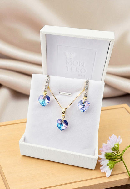 Conjunto Romance Gold 24K Cristal Genuino Vitral Light